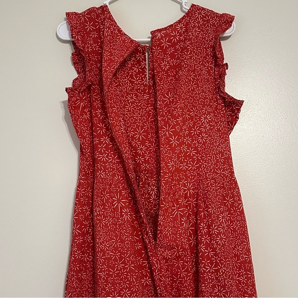 Mata Traders Prairie Floral Feminine Flirty Ruffled Midi Dress Red Daisy - Picture 10 of 11